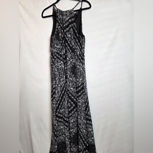 Torrid Halter Maxi Dress - Black with White Skulls and Florals Pattern - 2X